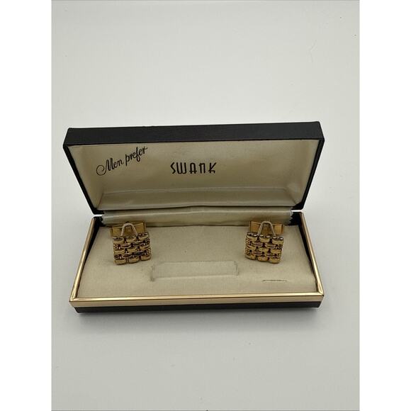 Swank Gold tone Cufflinks In Original Box - Picture 1 of 12